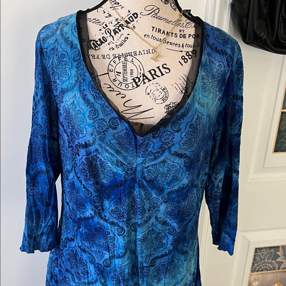 Elegant Blue Long Sleeve Dress - Picture 9 of 16
